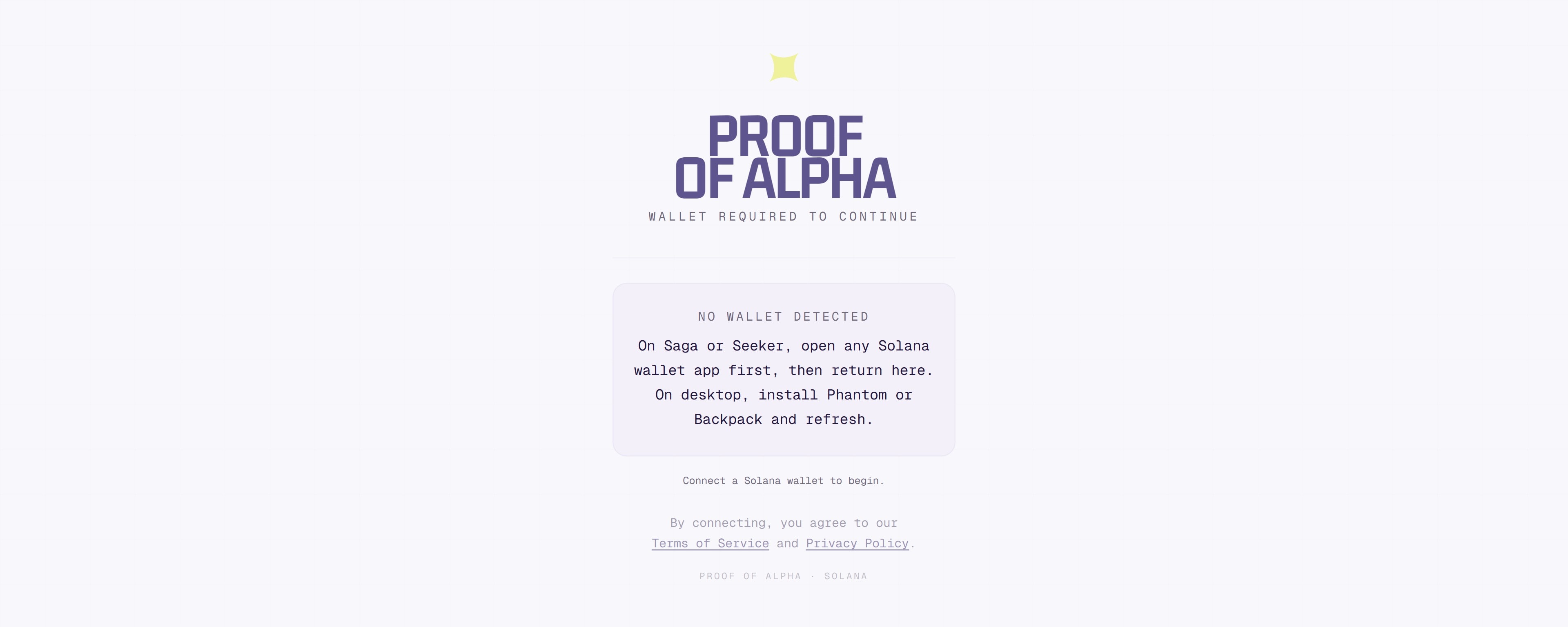 Proof Of Alpha landing page