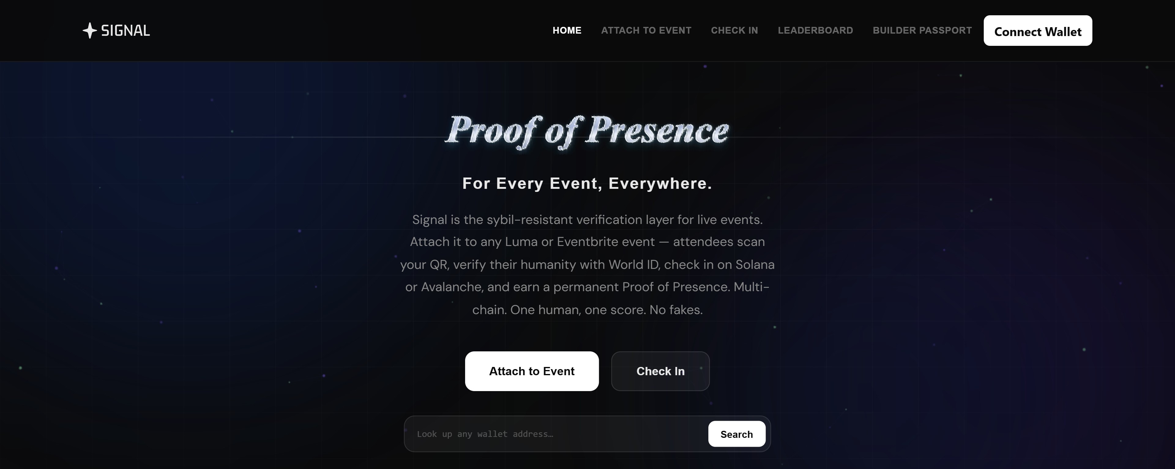 Signal landing page