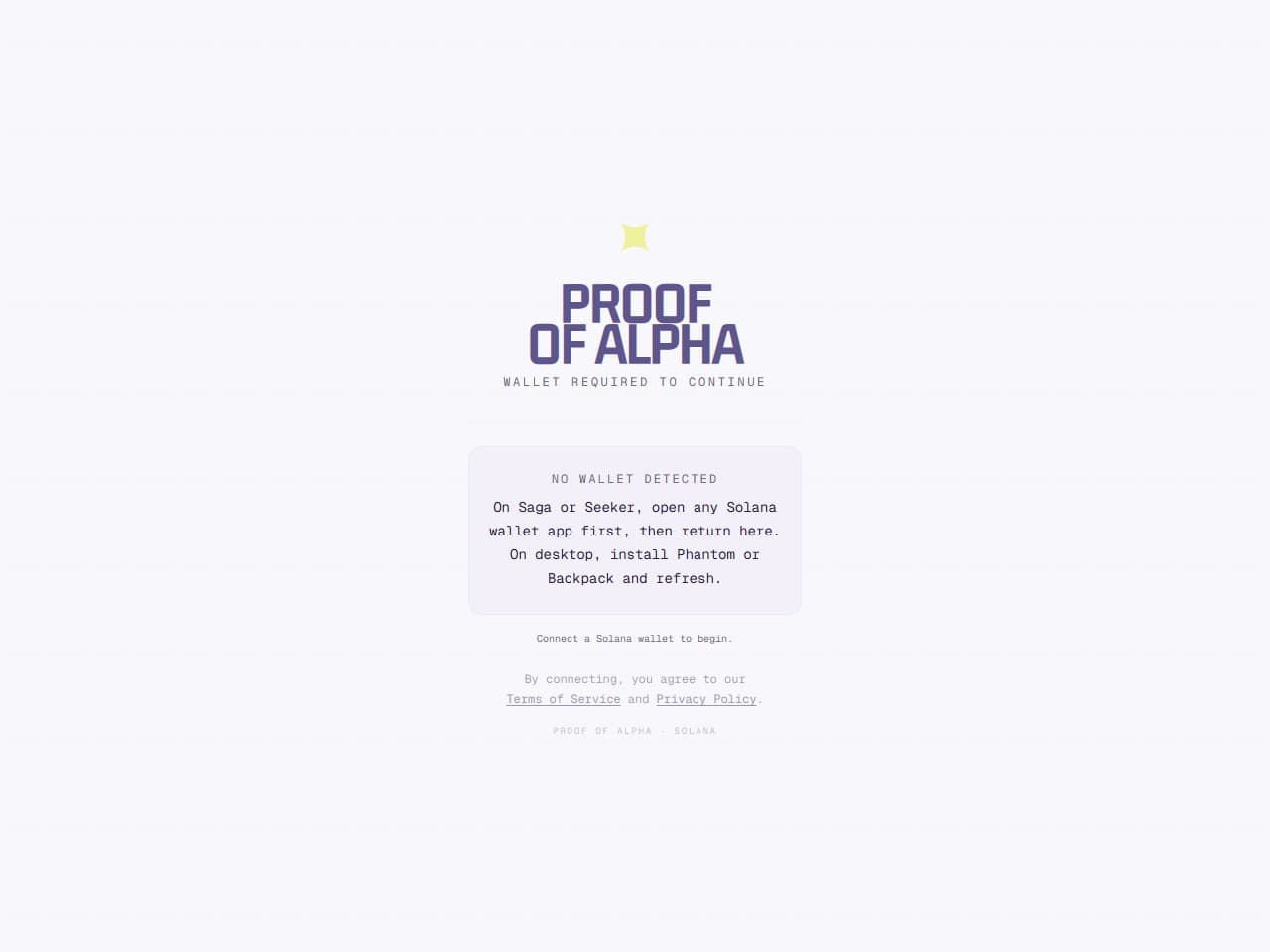Proof Of Alpha landing page