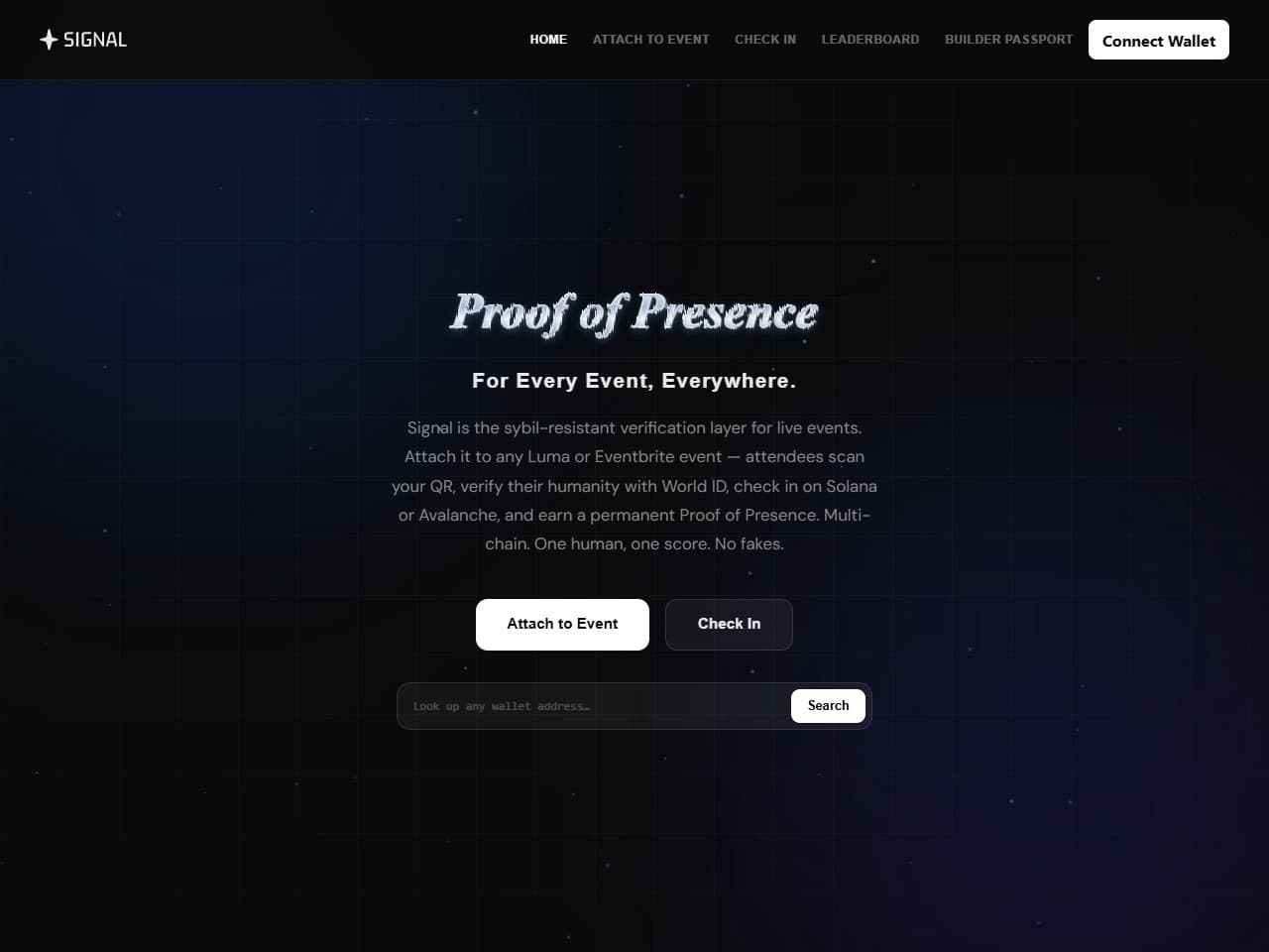 Signal landing page